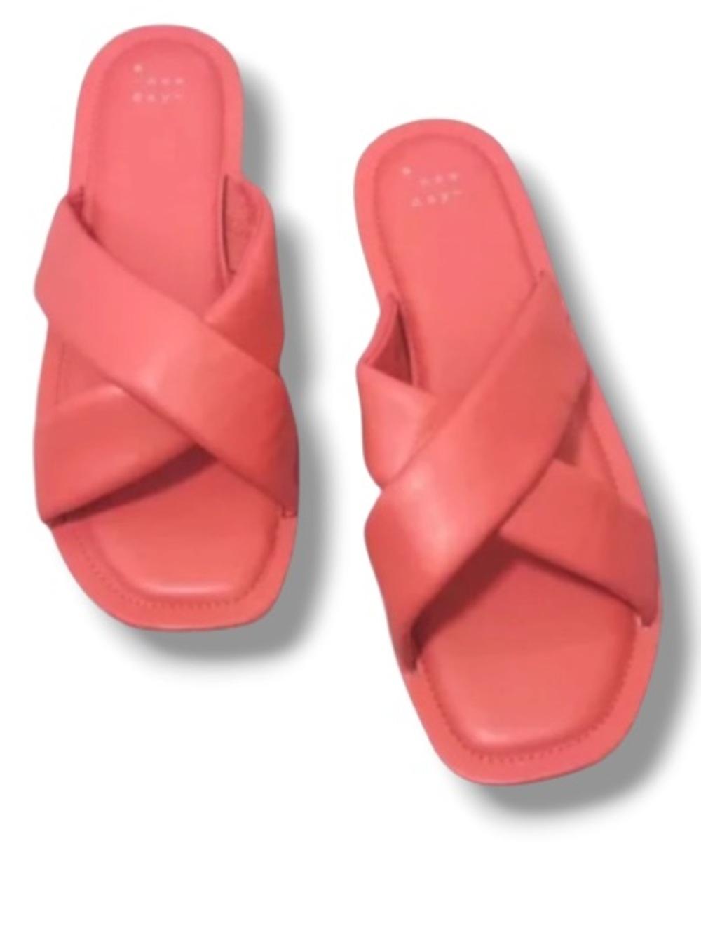 A New Day Women’s Pink Coral Criss Cross Slides Faux Leather Summer Shoes